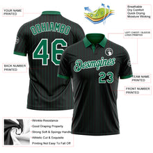 Load image into Gallery viewer, Custom Black Kelly Green Pinstripe-White Performance Polo Shirt
