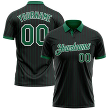 Load image into Gallery viewer, Custom Black Kelly Green Pinstripe-White Performance Polo Shirt

