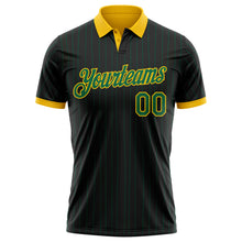 Charger l'image dans la galerie, Custom Black Kelly Green Pinstripe-Yellow Performance Polo Shirt
