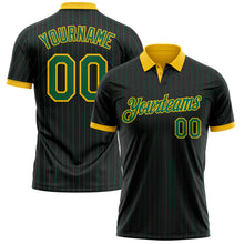Charger l'image dans la galerie, Custom Black Kelly Green Pinstripe-Yellow Performance Polo Shirt
