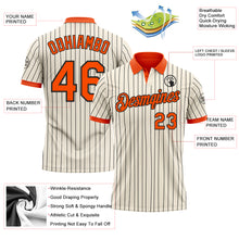 Load image into Gallery viewer, Custom Cream Black Pinstripe-Orange Performance Polo Shirt
