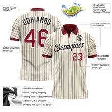 Load image into Gallery viewer, Custom Cream Black Pinstripe-Crimson Performance Polo Shirt
