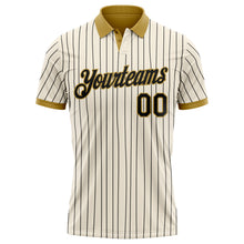 Laden Sie das Bild in den Galerie-Viewer, Custom Cream Black Pinstripe-Old Gold Performance Polo Shirt
