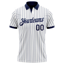 Загрузить изображение в средство просмотра галереи, Custom White Navy Pinstripe-Navy Performance Polo Shirt
