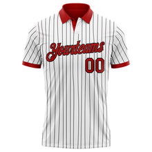 Загрузить изображение в средство просмотра галереи, Custom White Black Pinstripe-Red Performance Polo Shirt
