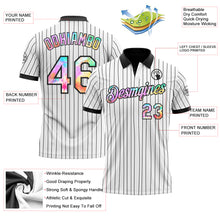 Load image into Gallery viewer, Custom White Black Pinstripe-Tie Dye Performance Polo Shirt
