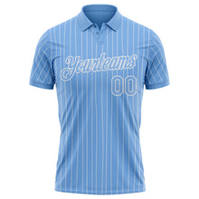 Laden Sie das Bild in den Galerie-Viewer, Custom Light Blue White Pinstripe-White Performance Polo Shirt
