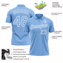 Laden Sie das Bild in den Galerie-Viewer, Custom Light Blue White Pinstripe-White Performance Polo Shirt
