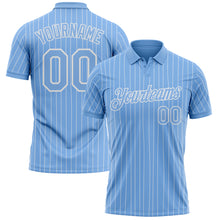 Laden Sie das Bild in den Galerie-Viewer, Custom Light Blue White Pinstripe-White Performance Polo Shirt
