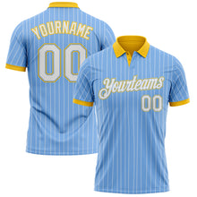 Laden Sie das Bild in den Galerie-Viewer, Custom Light Blue White Pinstripe-Yellow Performance Polo Shirt
