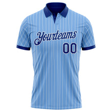 Laden Sie das Bild in den Galerie-Viewer, Custom Light Blue White Pinstripe-Royal Performance Polo Shirt

