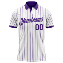 Laden Sie das Bild in den Galerie-Viewer, Custom White Purple Pinstripe-Gray Performance Polo Shirt
