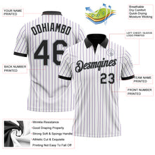 Charger l'image dans la galerie, Custom White Purple Pinstripe Black-Gray Performance Polo Shirt
