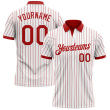 Загрузить изображение в средство просмотра галереи, Custom White Red Pinstripe-Red Performance Polo Shirt
