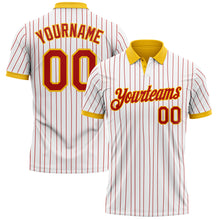Загрузить изображение в средство просмотра галереи, Custom White Red Pinstripe-Yellow Performance Polo Shirt
