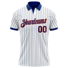 Charger l'image dans la galerie, Custom White Royal Pinstripe-Orange Performance Polo Shirt
