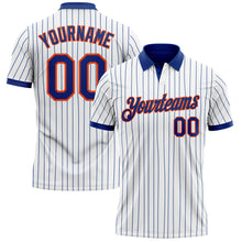Charger l'image dans la galerie, Custom White Royal Pinstripe-Orange Performance Polo Shirt
