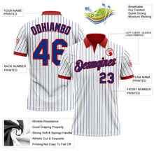 Load image into Gallery viewer, Custom White Royal Pinstripe-Red Performance Polo Shirt
