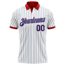 Charger l'image dans la galerie, Custom White Royal Pinstripe-Red Performance Polo Shirt
