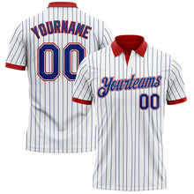 Charger l'image dans la galerie, Custom White Royal Pinstripe-Red Performance Polo Shirt
