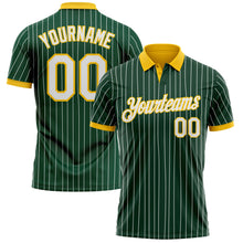 Charger l'image dans la galerie, Custom Green White Pinstripe-Yellow Performance Polo Shirt
