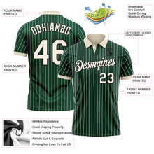 Charger l'image dans la galerie, Custom Green White Pinstripe Cream-Black Performance Polo Shirt
