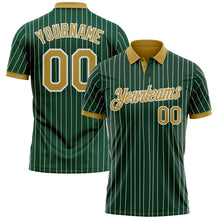 Charger l'image dans la galerie, Custom Green White Pinstripe-Old Gold Performance Polo Shirt
