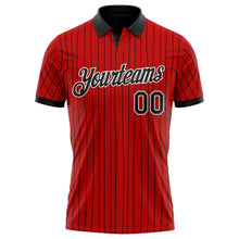 Laden Sie das Bild in den Galerie-Viewer, Custom Red Black Pinstripe-White Performance Polo Shirt
