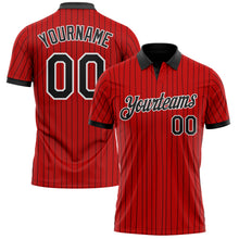 Laden Sie das Bild in den Galerie-Viewer, Custom Red Black Pinstripe-White Performance Polo Shirt
