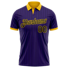 Load image into Gallery viewer, Custom Purple Black Pinstripe-Yellow Performance Polo Shirt
