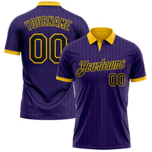 Load image into Gallery viewer, Custom Purple Black Pinstripe-Yellow Performance Polo Shirt
