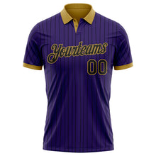 Load image into Gallery viewer, Custom Purple Black Pinstripe-Old Gold Performance Polo Shirt
