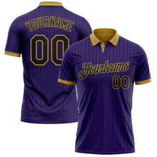 Load image into Gallery viewer, Custom Purple Black Pinstripe-Old Gold Performance Polo Shirt
