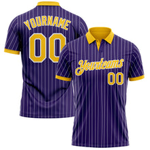 Load image into Gallery viewer, Custom Purple White Pinstripe-Yellow Performance Polo Shirt
