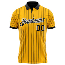Charger l'image dans la galerie, Custom Yellow Black Pinstripe-White Performance Polo Shirt
