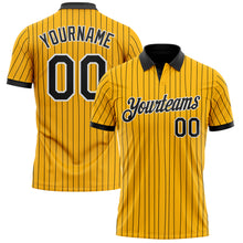 Charger l'image dans la galerie, Custom Yellow Black Pinstripe-White Performance Polo Shirt
