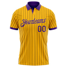 Charger l'image dans la galerie, Custom Yellow Black Pinstripe-Purple Performance Polo Shirt
