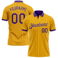 Charger l'image dans la galerie, Custom Yellow Black Pinstripe-Purple Performance Polo Shirt
