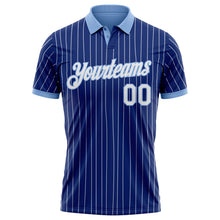 Charger l'image dans la galerie, Custom Royal White Pinstripe-Light Blue Performance Polo Shirt

