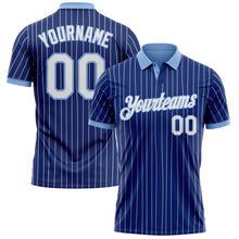 Charger l'image dans la galerie, Custom Royal White Pinstripe-Light Blue Performance Polo Shirt

