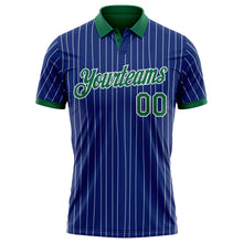 Load image into Gallery viewer, Custom Royal White Pinstripe-Kelly Green Performance Polo Shirt
