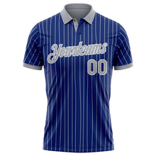 Load image into Gallery viewer, Custom Royal White Pinstripe-Gray Performance Polo Shirt
