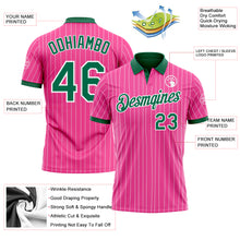 Load image into Gallery viewer, Custom Pink White Pinstripe-Kelly Green Performance Polo Shirt
