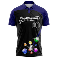 Load image into Gallery viewer, Custom Black Purple-White Billiard Balls Performance Polo Shirt
