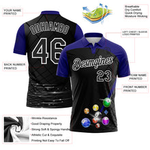 Load image into Gallery viewer, Custom Black Purple-White Billiard Balls Performance Polo Shirt

