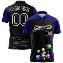 Load image into Gallery viewer, Custom Black Purple-White Billiard Balls Performance Polo Shirt
