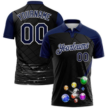 Load image into Gallery viewer, Custom Black Navy-White Billiard Balls Performance Polo Shirt
