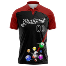 Load image into Gallery viewer, Custom Black Red-White Billiard Balls Performance Polo Shirt
