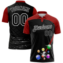 Load image into Gallery viewer, Custom Black Red-White Billiard Balls Performance Polo Shirt
