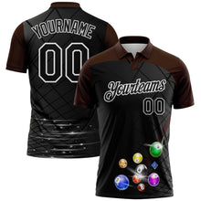 Load image into Gallery viewer, Custom Black Brown-White Billiard Balls Performance Polo Shirt
